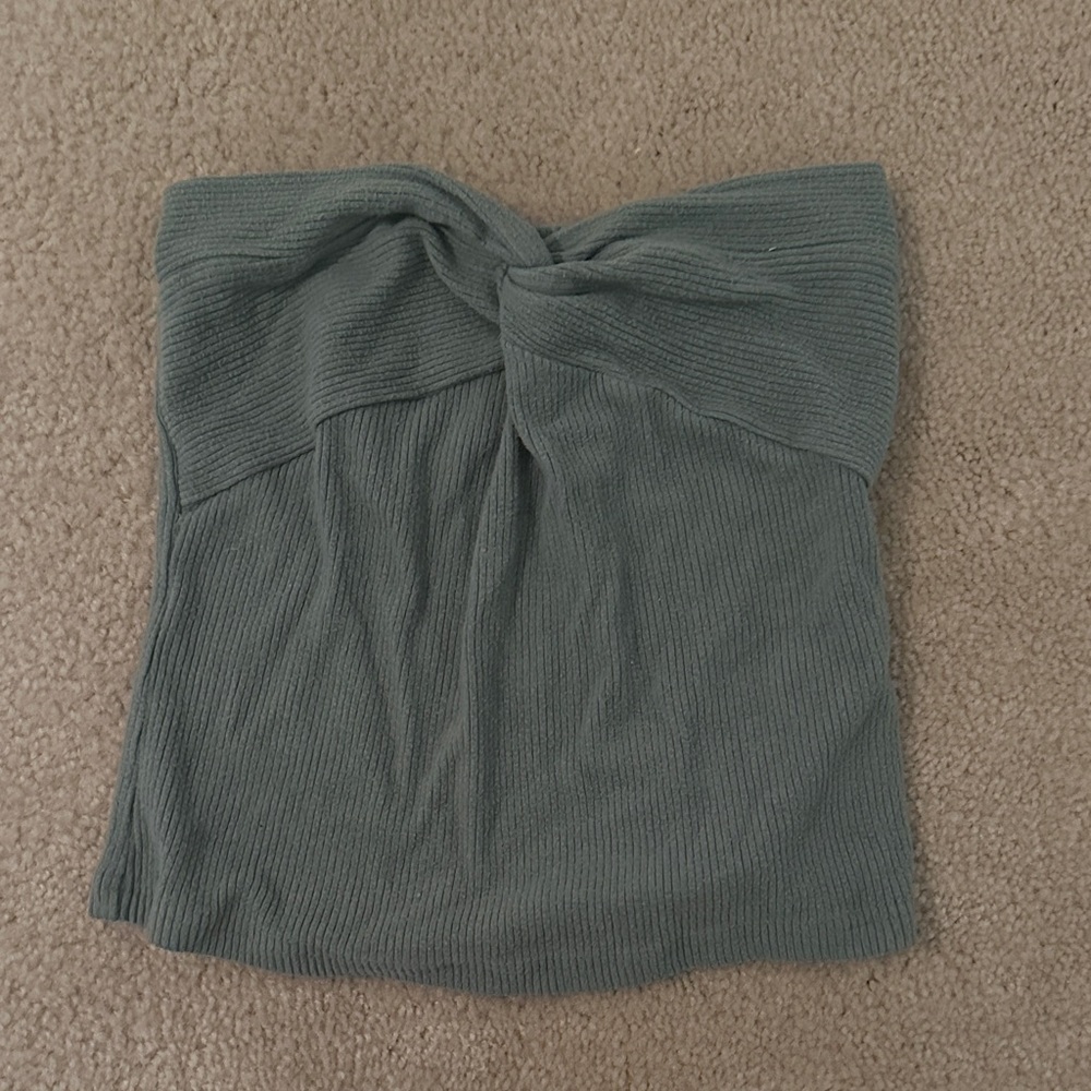 Knotted green tube top